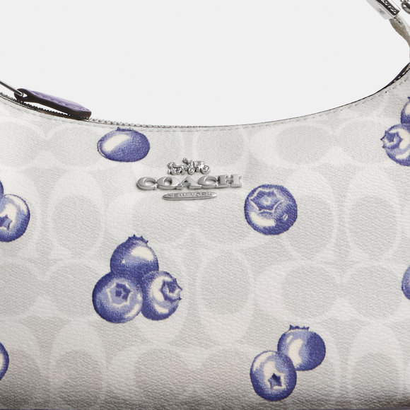 NWT Coach Outlet Teri Shoulder Bag In Signature Canvas With Blueberry Print - Picture 4 of 7